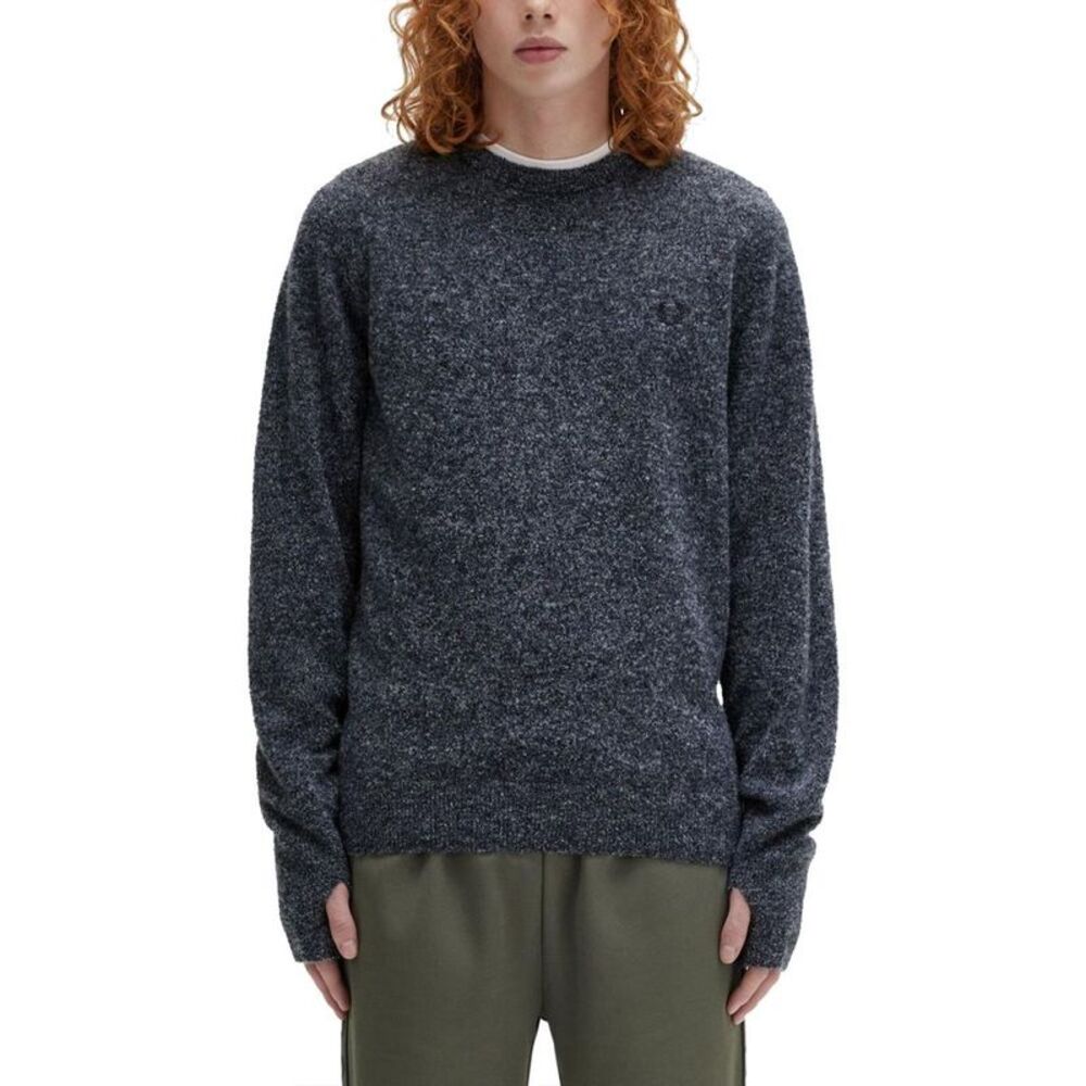 FRED PERRY Knitted Crew Neck Sweater Men BLUE Sweaters & Cardigans